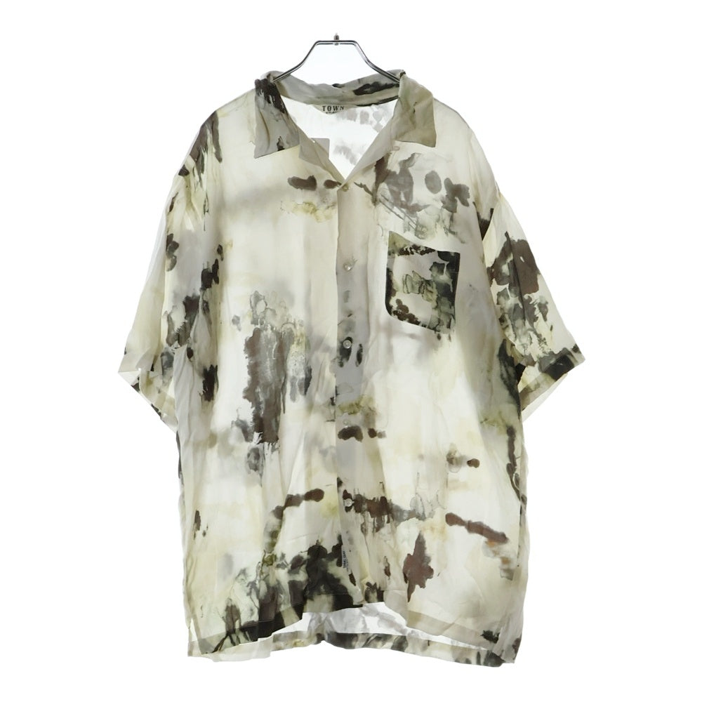 TOWN By Shuttle Notes(タウンバイシャトルノーツ) 23SS 総柄レーヨン半袖シャツ ホワイト 23SS-SNTH-01
