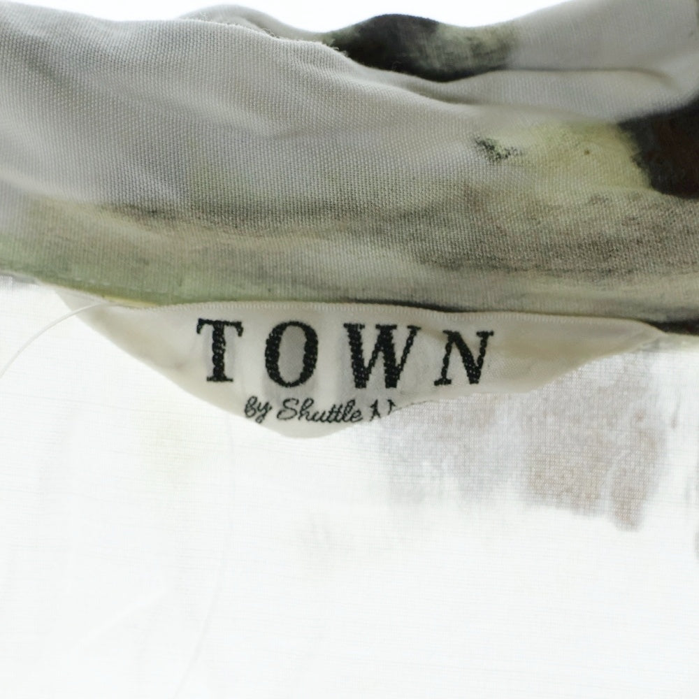 TOWN By Shuttle Notes(タウンバイシャトルノーツ) 23SS 総柄レーヨン半袖シャツ ホワイト 23SS-SNTH-01