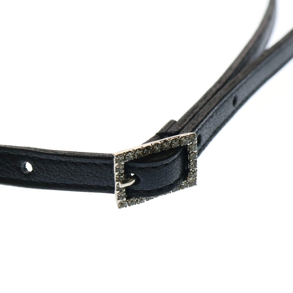 SAINT LAURENT PARIS(サンローランパリ) Leather Belt スワロバックルレザーベルト ブラック レディース 710085