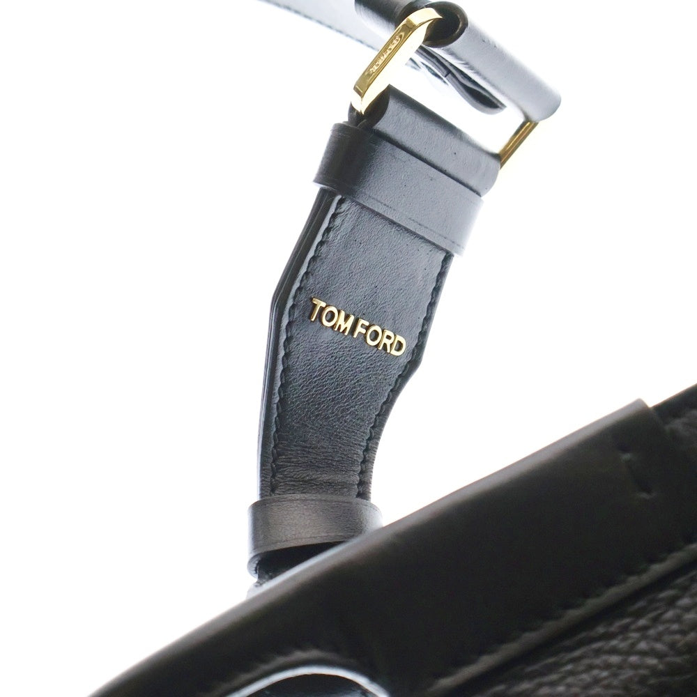 TOM FORD(トムフォード) ゴールド金具 レザーショルダーバッグ ブラック