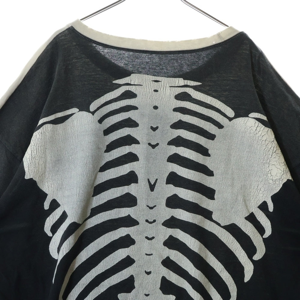KAPITAL(キャピタル) 19AW KOUNTRY BONE TEE ボーンプリント 半袖Tシャツ ホワイト/ブラック K1902SC823