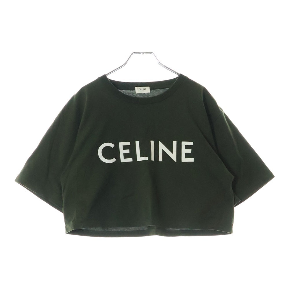 CELINE(セリーヌ) T-Shirt クロップド ロゴプリント半袖Tシャツ レディース カーキ 2X761671Q