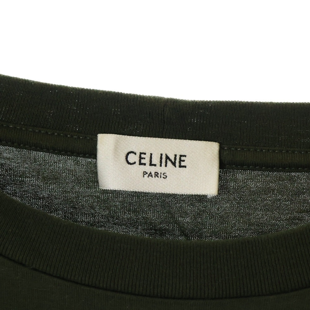 CELINE(セリーヌ) T-Shirt クロップド ロゴプリント半袖Tシャツ レディース カーキ 2X761671Q