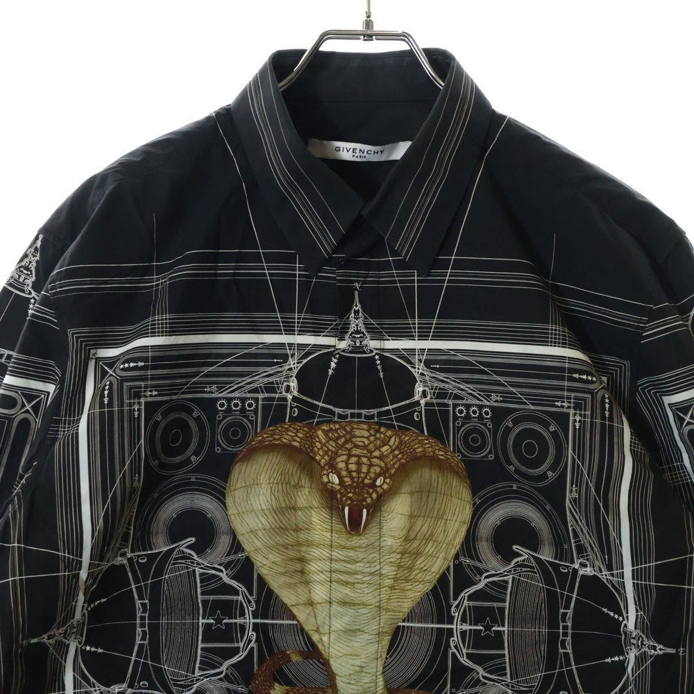 GIVENCHY(ジバンシィ) 16W Cobra Printed Button Up Shirt コブラプリント 長袖シャツ ブラック 6451 882