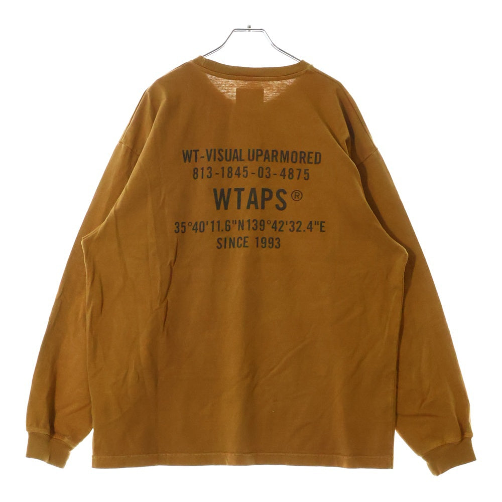 WTAPS(ダブルタップス) 24AW EX49_COLLECTION SPEC L/S COTTON バックプリント 長袖Tシャツ 242ATDT-CSM09 ブラウン