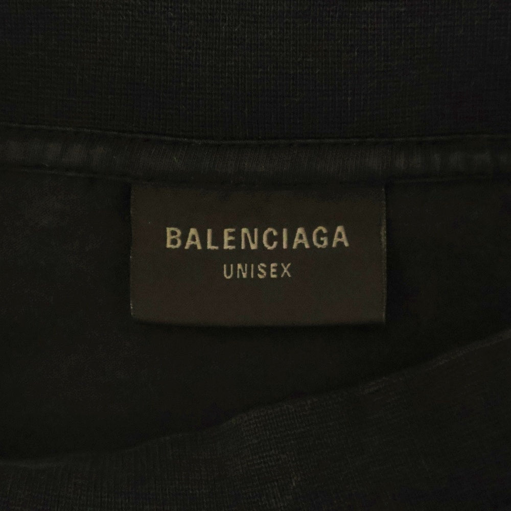 BALENCIAGA(バレンシアガ) 25SS Oversized T-Shirt フロントプリント 半袖Tシャツ カットソー ブラック 811688 TRVQ4