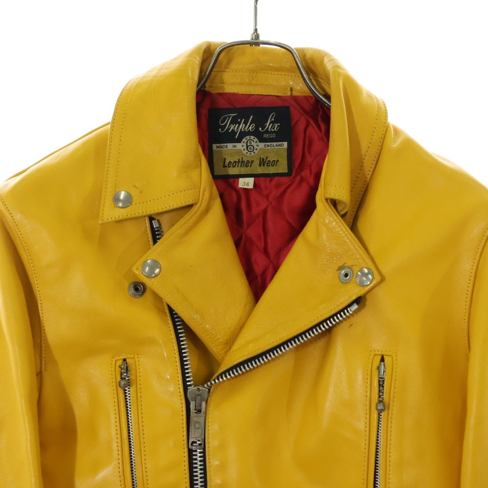 666 LEATHER WEAR(トリプルシックスレザーウェア) LEATHER WEAR ダブルライダースジャケット 裏地キルティングレザージャケット イエロー