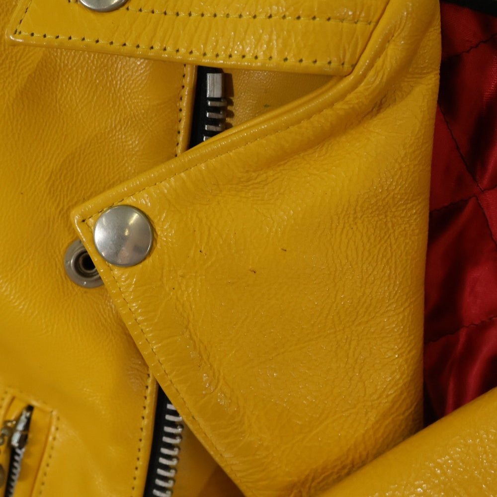 666 LEATHER WEAR(トリプルシックスレザーウェア) LEATHER WEAR ダブルライダースジャケット 裏地キルティングレザージャケット イエロー