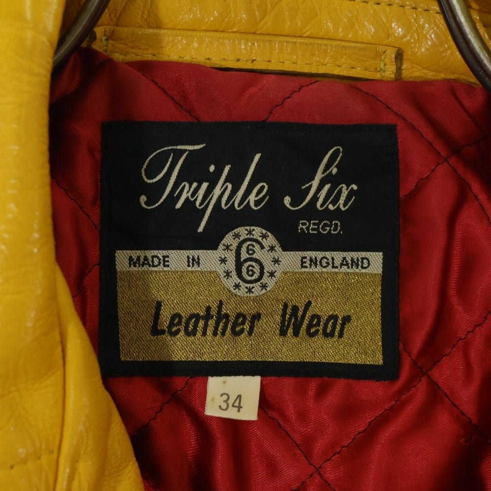 666 LEATHER WEAR(トリプルシックスレザーウェア) LEATHER WEAR ダブルライダースジャケット 裏地キルティングレザージャケット イエロー