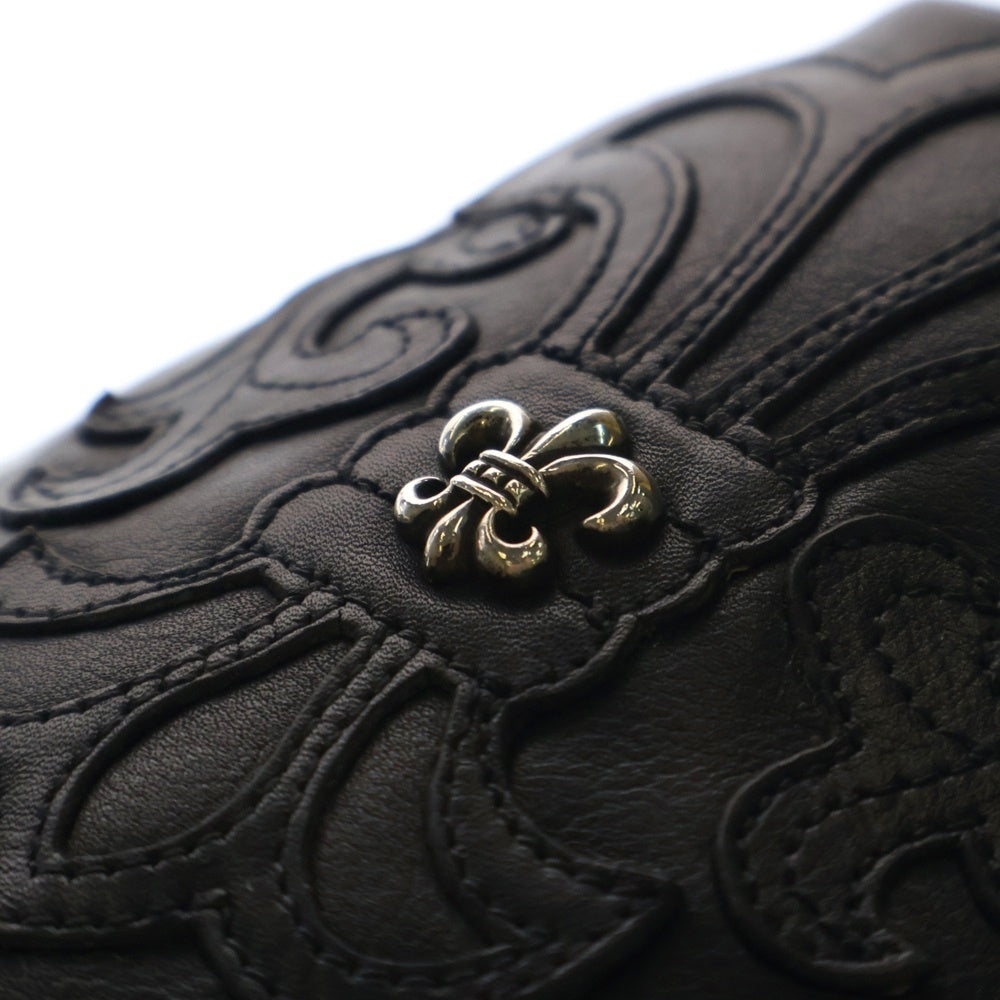 CHROME HEARTS(クロムハーツ) DRW STRNG SACK BSフレアドローストリングサックレザー巾着ハンドバッグ ブラック