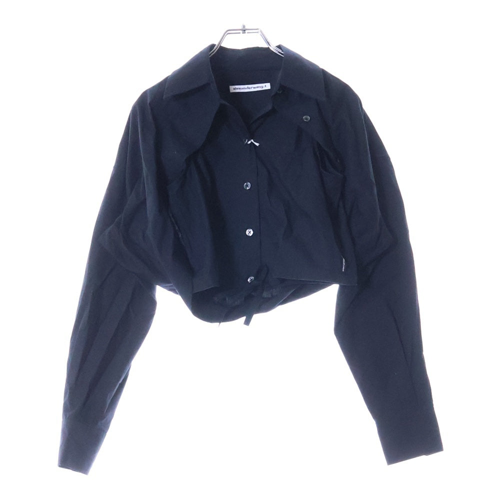 ALEXANDER WANG(アレキサンダーワン) Double Layered Shirt ダブルレイヤードシャツ コットンドッキングレイヤードクロップド長袖シャツ レディース 4WC1241446 ブラック
