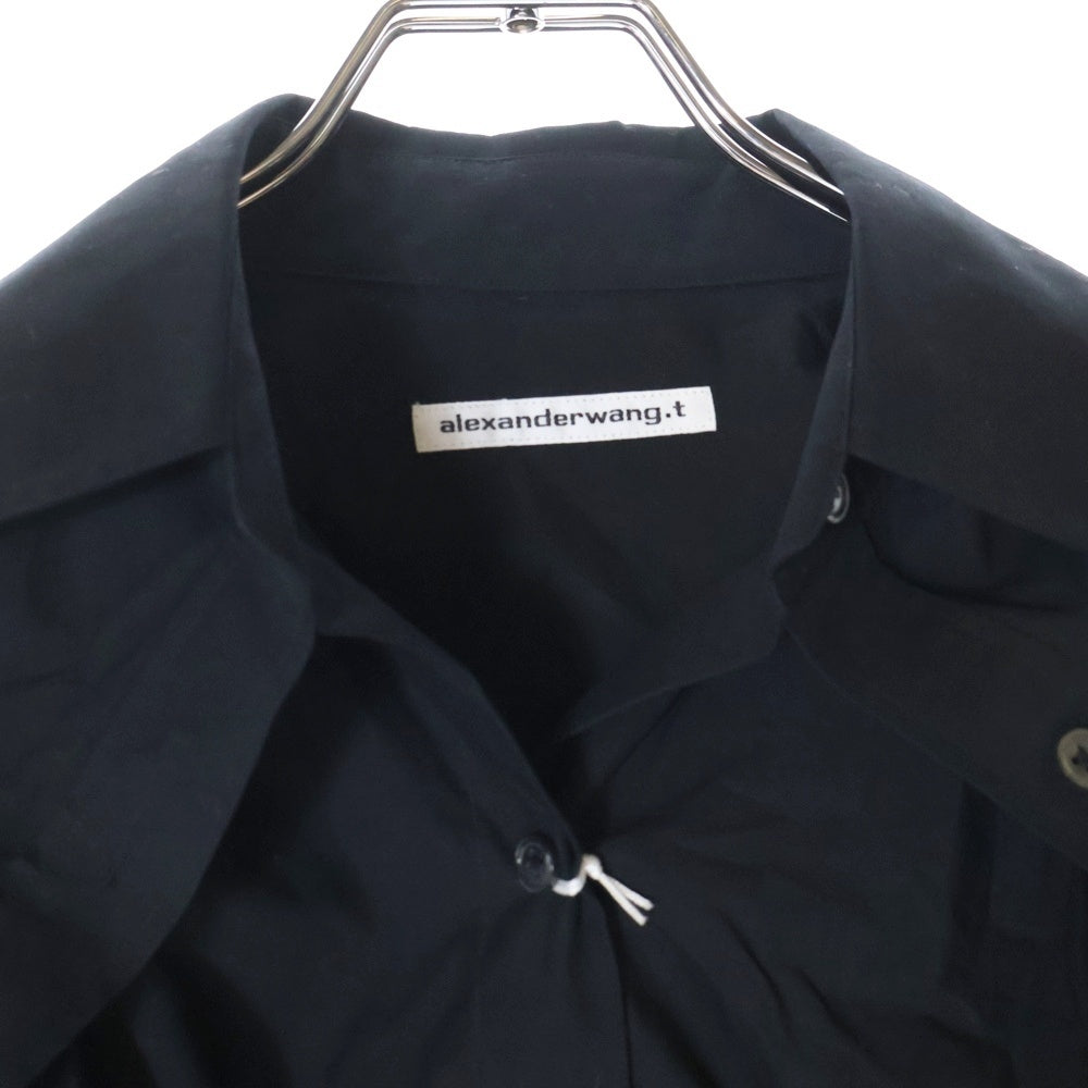 ALEXANDER WANG(アレキサンダーワン) Double Layered Shirt ダブルレイヤードシャツ コットンドッキングレイヤードクロップド長袖シャツ レディース 4WC1241446 ブラック
