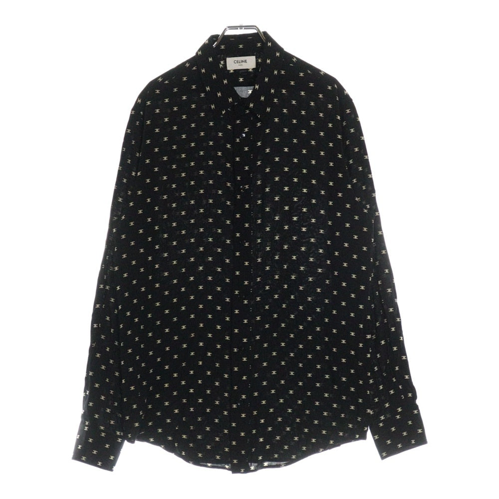 CELINE(セリーヌ) LOOSE SHIRT IN PRINTED VISCOSE トリオンフ総柄 ビスコース長袖シャツ ブラック 2C813387Z