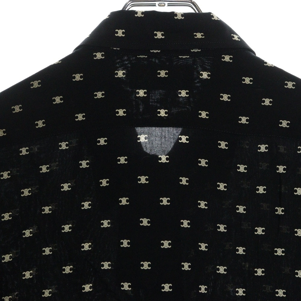 CELINE(セリーヌ) LOOSE SHIRT IN PRINTED VISCOSE トリオンフ総柄 ビスコース長袖シャツ ブラック 2C813387Z
