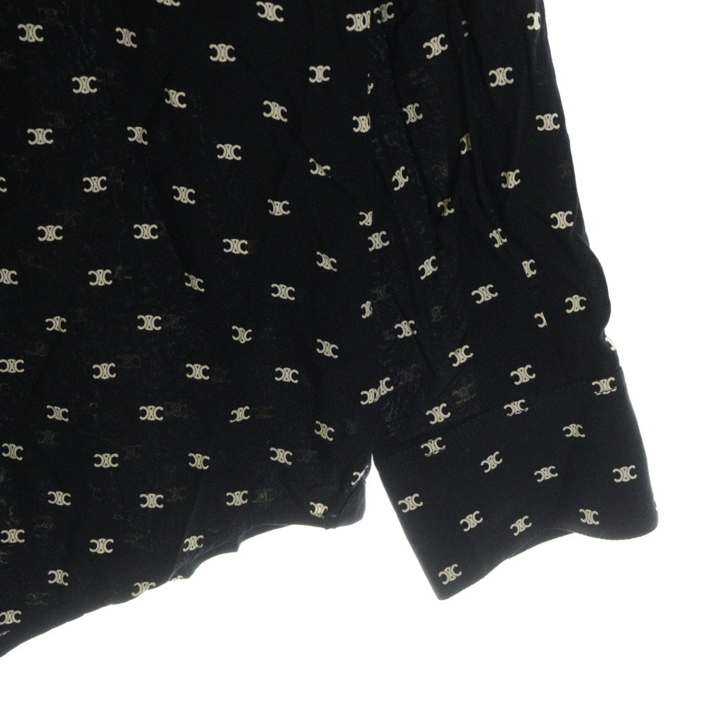 CELINE(セリーヌ) LOOSE SHIRT IN PRINTED VISCOSE トリオンフ総柄 ビスコース長袖シャツ ブラック 2C813387Z
