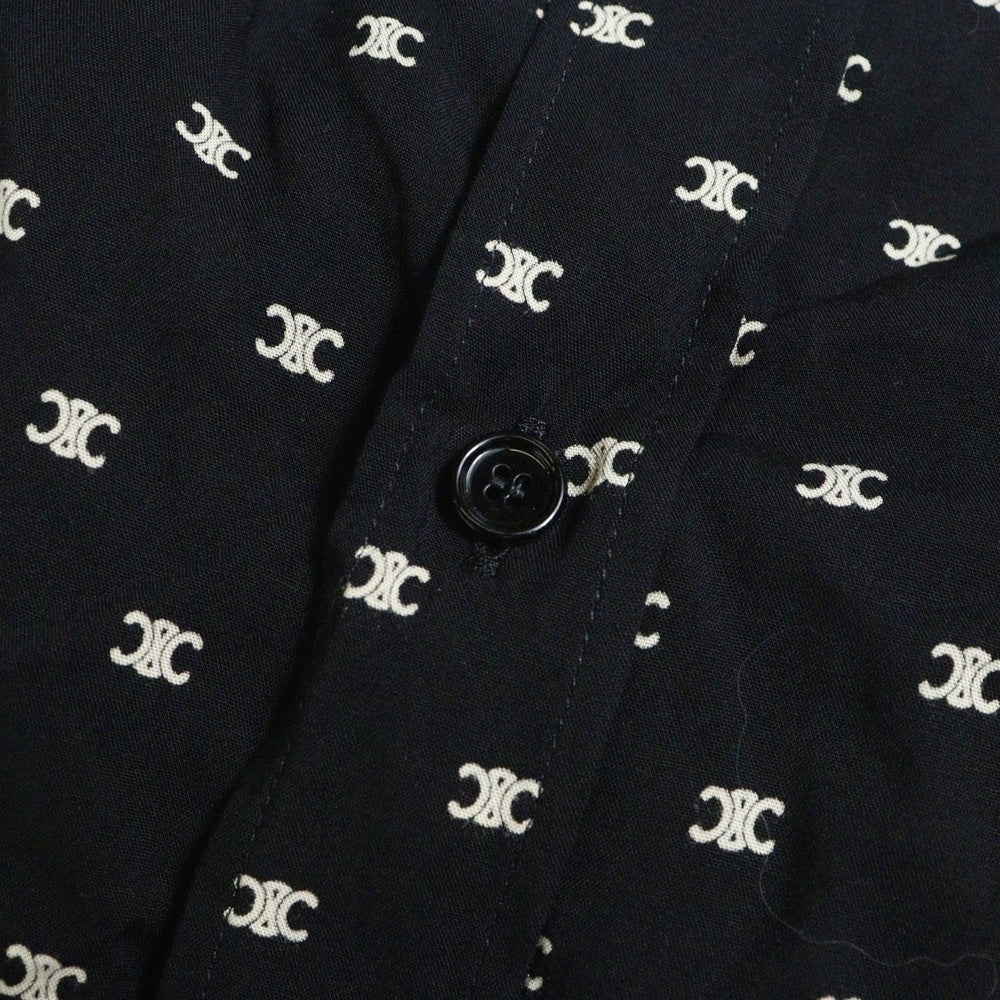 CELINE(セリーヌ) LOOSE SHIRT IN PRINTED VISCOSE トリオンフ総柄 ビスコース長袖シャツ ブラック 2C813387Z