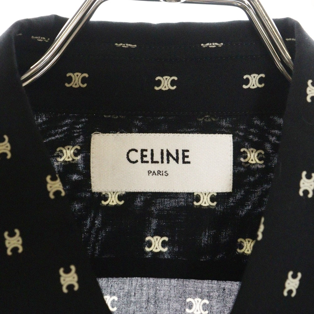 CELINE(セリーヌ) LOOSE SHIRT IN PRINTED VISCOSE トリオンフ総柄 ビスコース長袖シャツ ブラック 2C813387Z