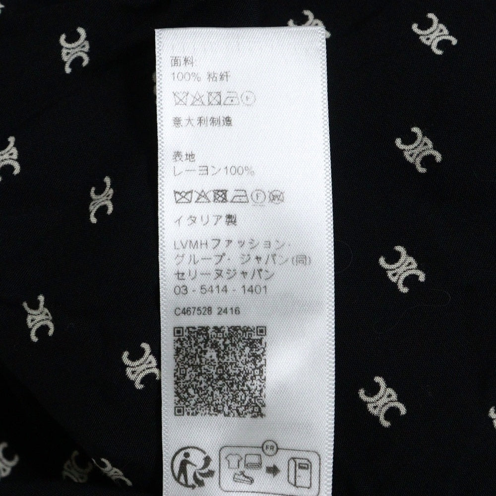 CELINE(セリーヌ) LOOSE SHIRT IN PRINTED VISCOSE トリオンフ総柄 ビスコース長袖シャツ ブラック 2C813387Z