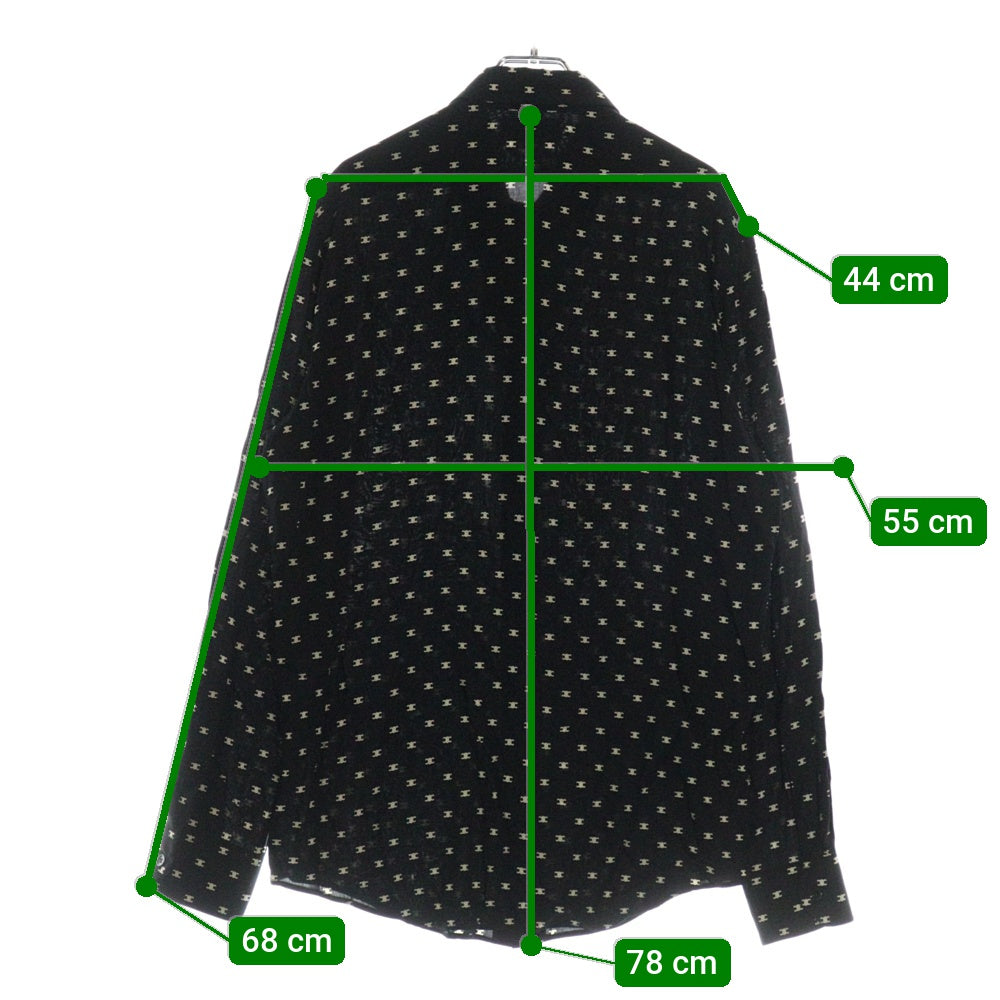 CELINE(セリーヌ) LOOSE SHIRT IN PRINTED VISCOSE トリオンフ総柄 ビスコース長袖シャツ ブラック 2C813387Z