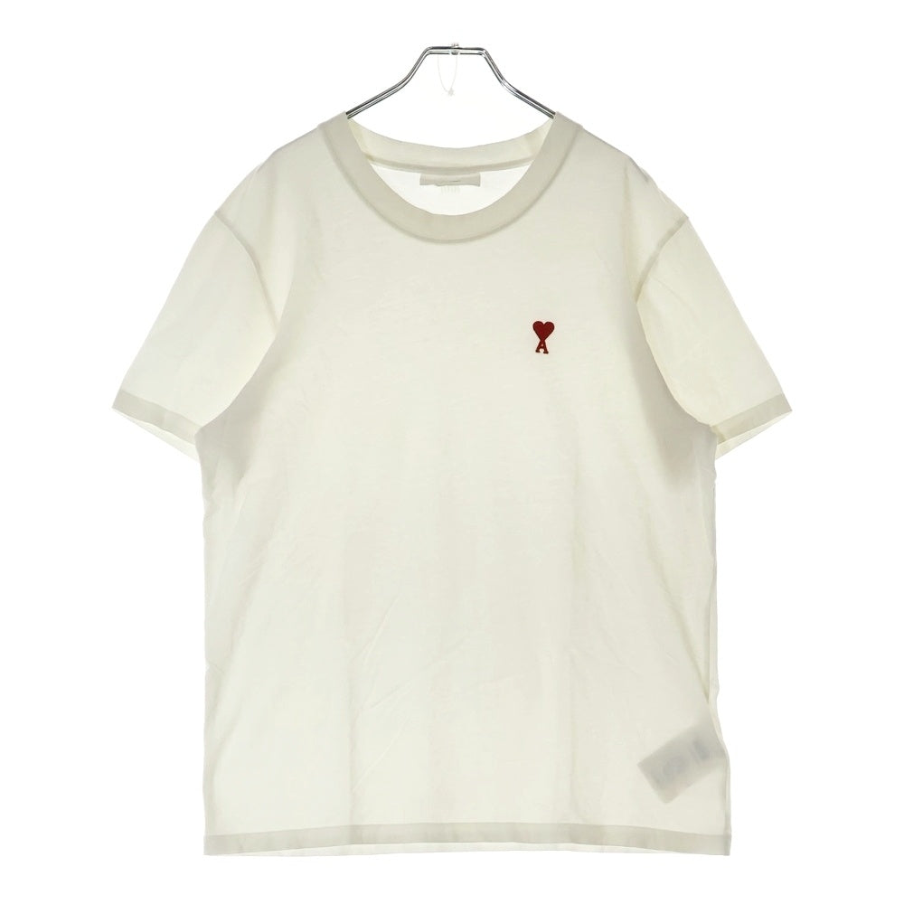 AMI Alexandre Mattiussi(アミアレクサンドルマテュッシ) Logo T-Shirt ハートロゴ刺繍 半袖Tシャツ ホワイト BFHJ108.723