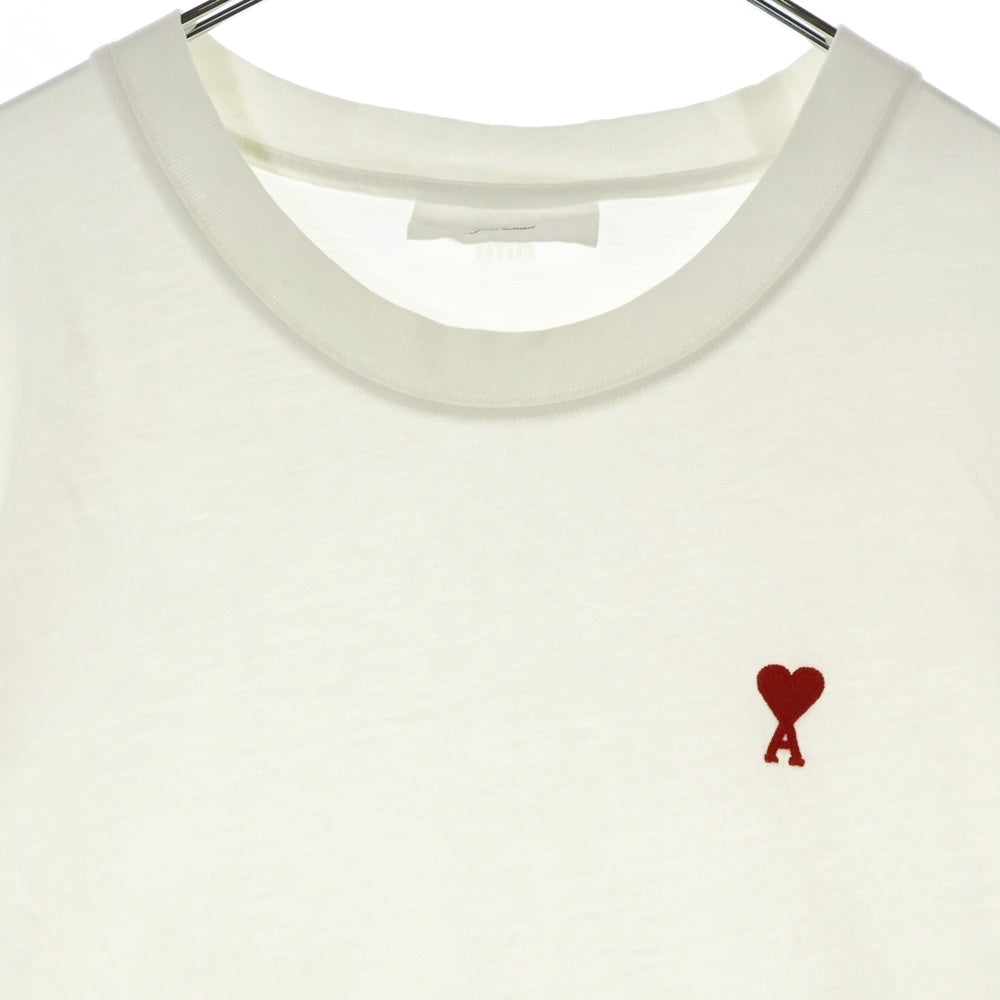 AMI Alexandre Mattiussi(アミアレクサンドルマテュッシ) Logo T-Shirt ハートロゴ刺繍 半袖Tシャツ ホワイト BFHJ108.723