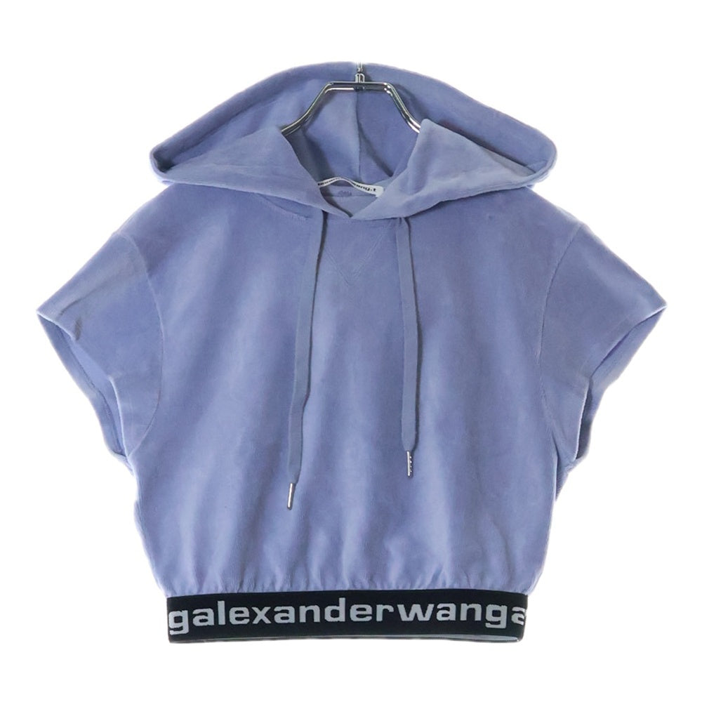 ALEXANDER WANG(アレキサンダーワン) Cropped Corduroy Hoodie クロップド コーデュロイ プルオーバーパーカー フーディー ブルー レディース 4CC1201106