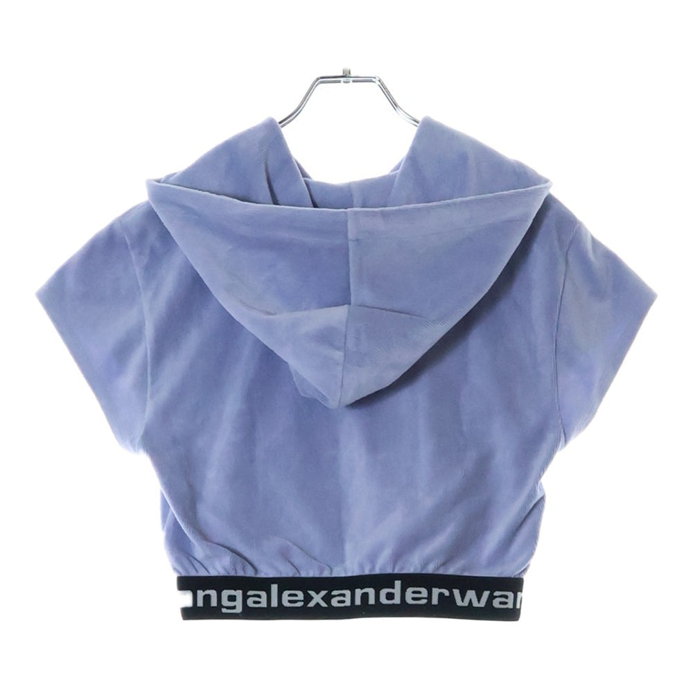 ALEXANDER WANG(アレキサンダーワン) Cropped Corduroy Hoodie クロップド コーデュロイ プルオーバーパーカー フーディー ブルー レディース 4CC1201106