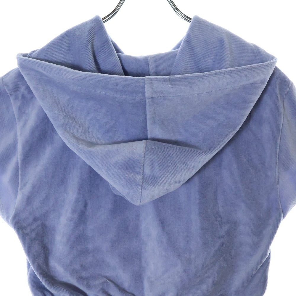 ALEXANDER WANG(アレキサンダーワン) Cropped Corduroy Hoodie クロップド コーデュロイ プルオーバーパーカー フーディー ブルー レディース 4CC1201106