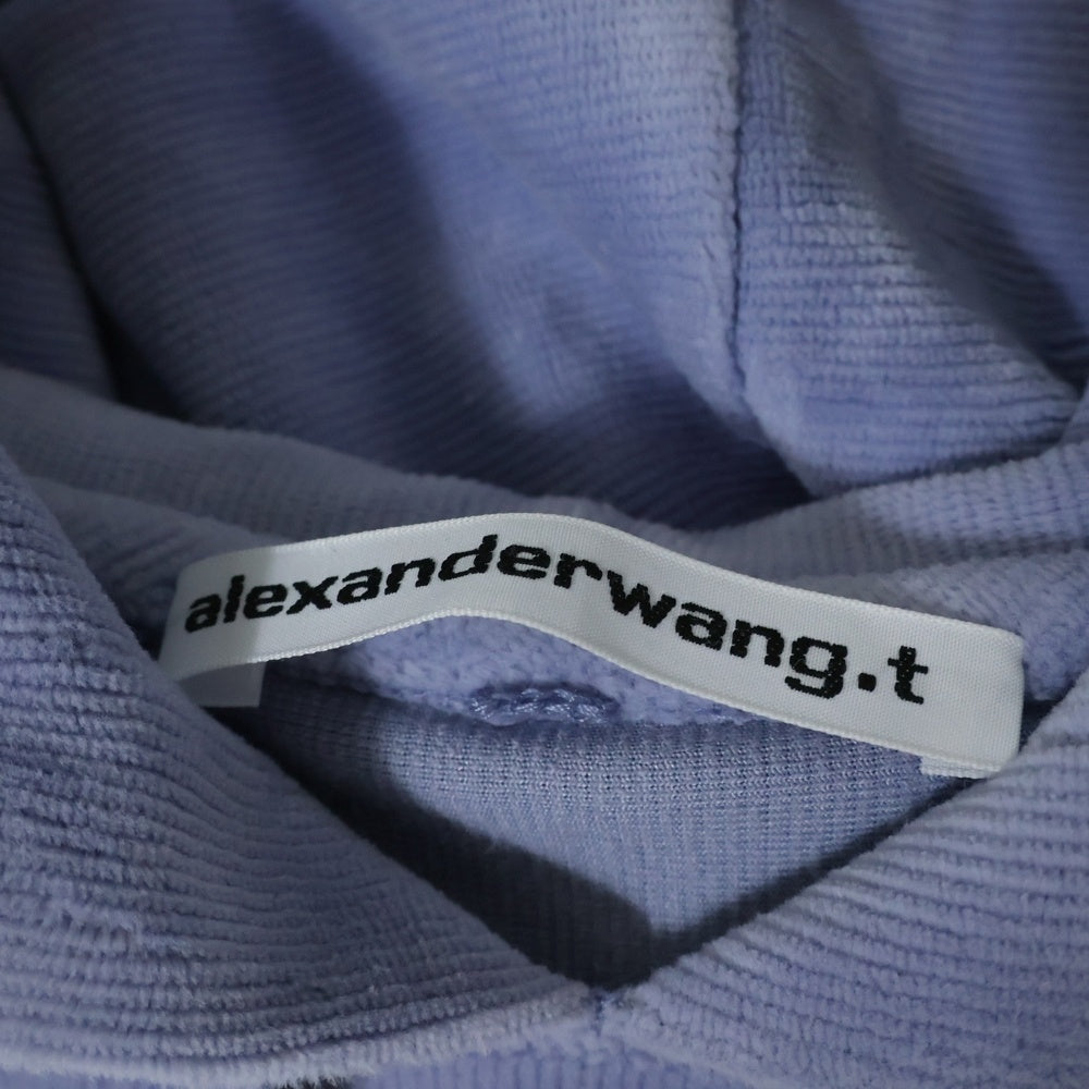 ALEXANDER WANG(アレキサンダーワン) Cropped Corduroy Hoodie クロップド コーデュロイ プルオーバーパーカー フーディー ブルー レディース 4CC1201106
