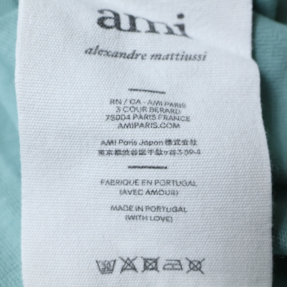 AMI Alexandre Mattiussi(アミアレクサンドルマテュッシ) Logo T-Shirt ハートロゴ刺繍 半袖Tシャツ グリーン E21HJ128.726