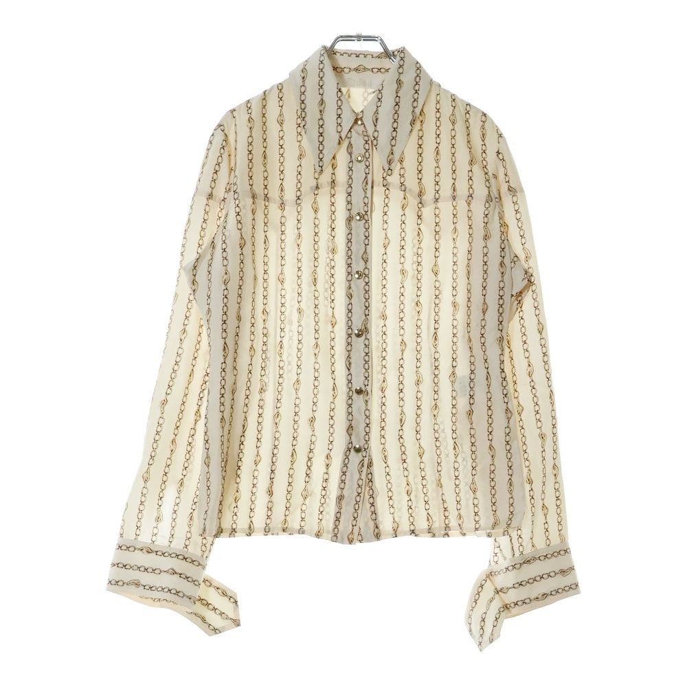 Chloe(クロエ) Silk Shirt 金ボタン 総柄長袖シルクシャツ ベージュ レディース CHC19AHT6333524T34