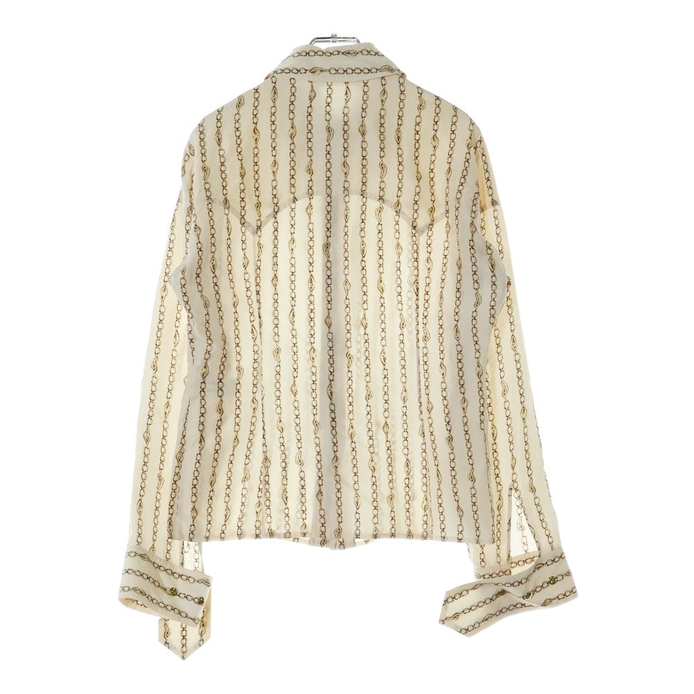 Chloe(クロエ) Silk Shirt 金ボタン 総柄長袖シルクシャツ ベージュ レディース CHC19AHT6333524T34
