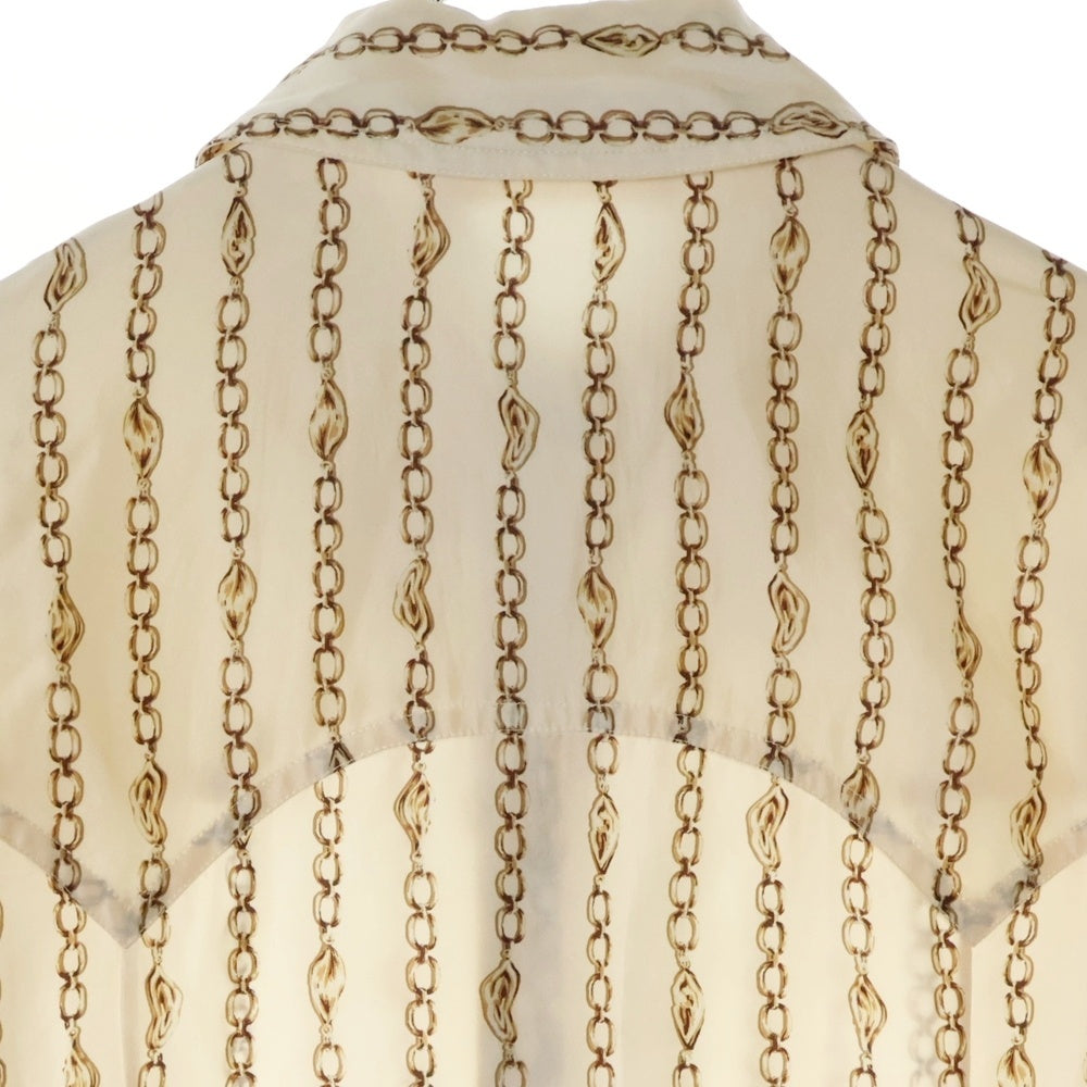Chloe(クロエ) Silk Shirt 金ボタン 総柄長袖シルクシャツ ベージュ レディース CHC19AHT6333524T34