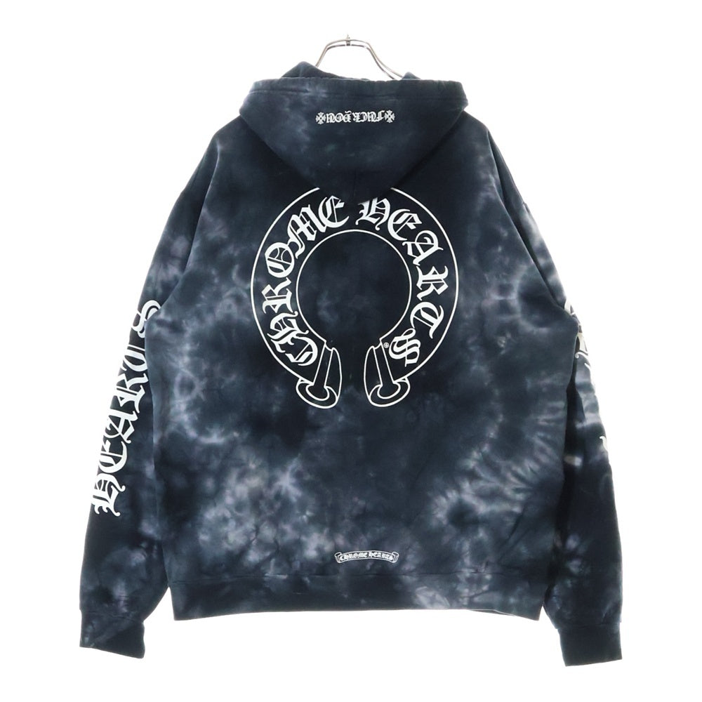 CHROME HEARTS(クロムハーツ) SWTSHRT PLVR バックホースシュー タイダイ プルオーバースウェットパーカー フーディー ブラック