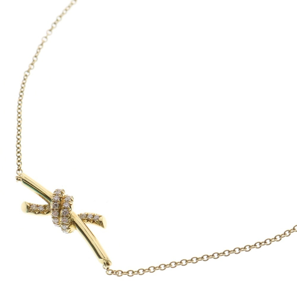 TIFFANY & Co.(ティファニー) 18KYG Knot Small Pendant ノット スモールペンダント パヴェダイヤモンド ネックレス イエローゴールド レディース