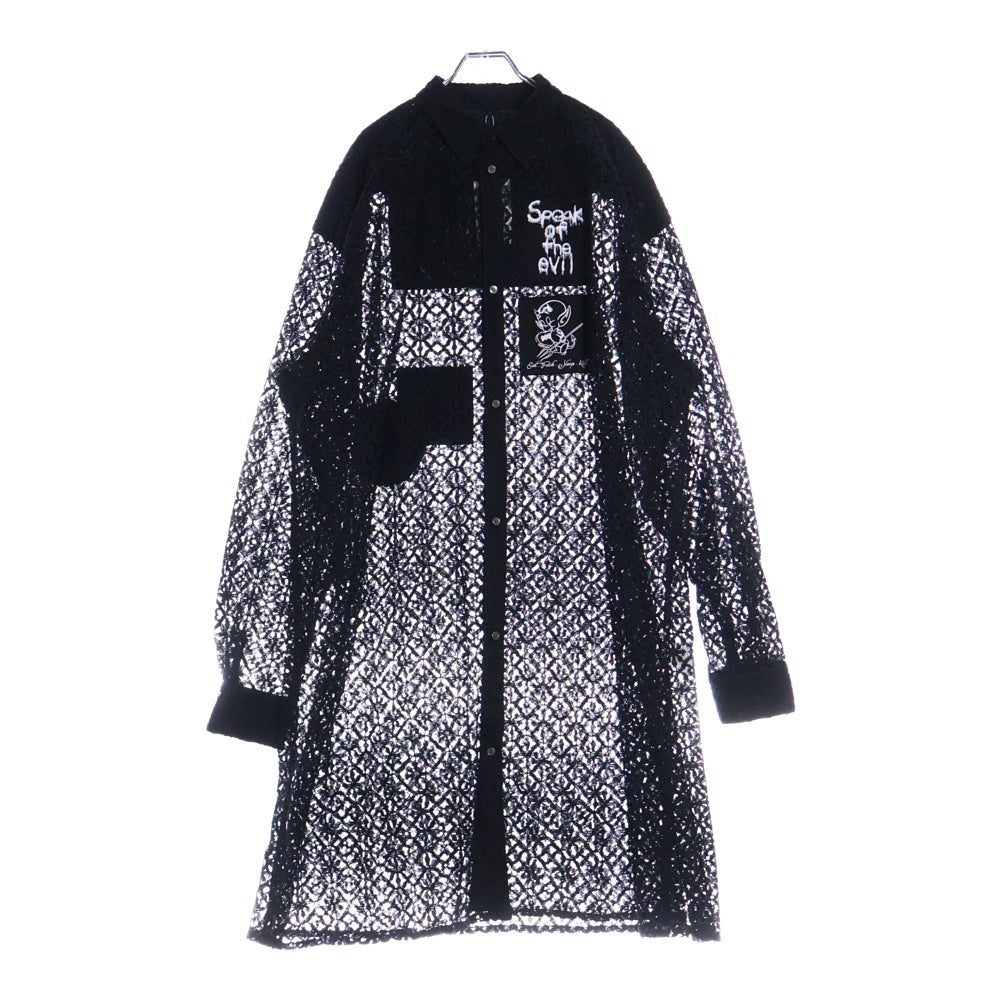 KIDILL(キディル) 25SS レースロングシャツ 花柄 長袖シャツ ブラック KL936