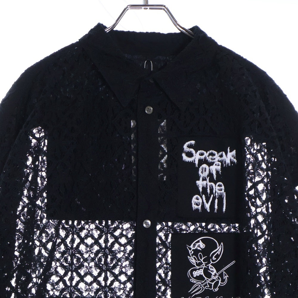 KIDILL(キディル) 25SS レースロングシャツ 花柄 長袖シャツ ブラック KL936