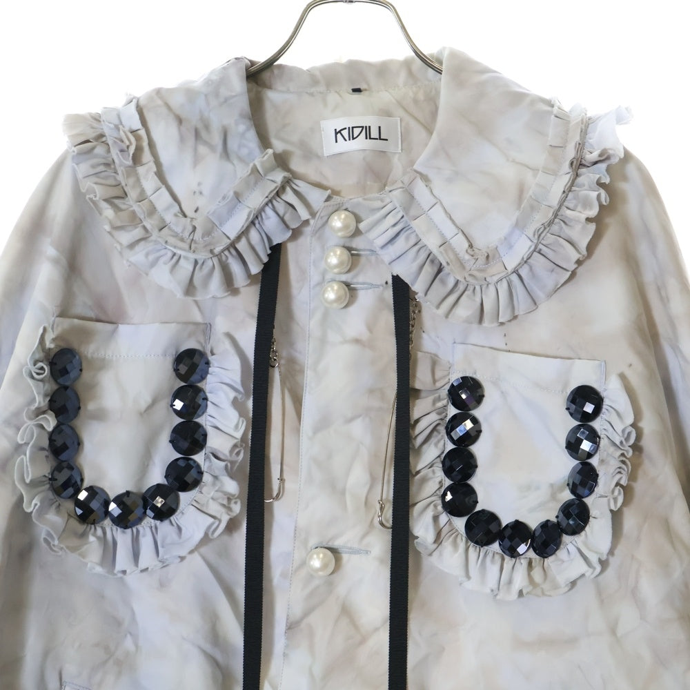 KIDILL(キディル) 23SS HELL HAUS FRILL JACKET ヘルハウス フリルジャケット パールボタン ブルー KL682
