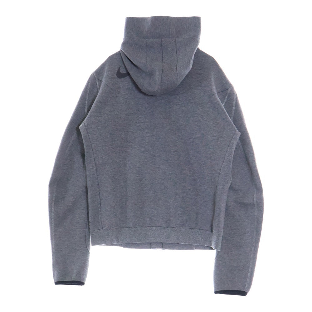 NIKE ACG(ナイキエーシージー) Tech Fleece Funnel Hoodie テックフリースファンネルフーディー ロゴプリントコットンジップアップパーカー 851974-091 グレー