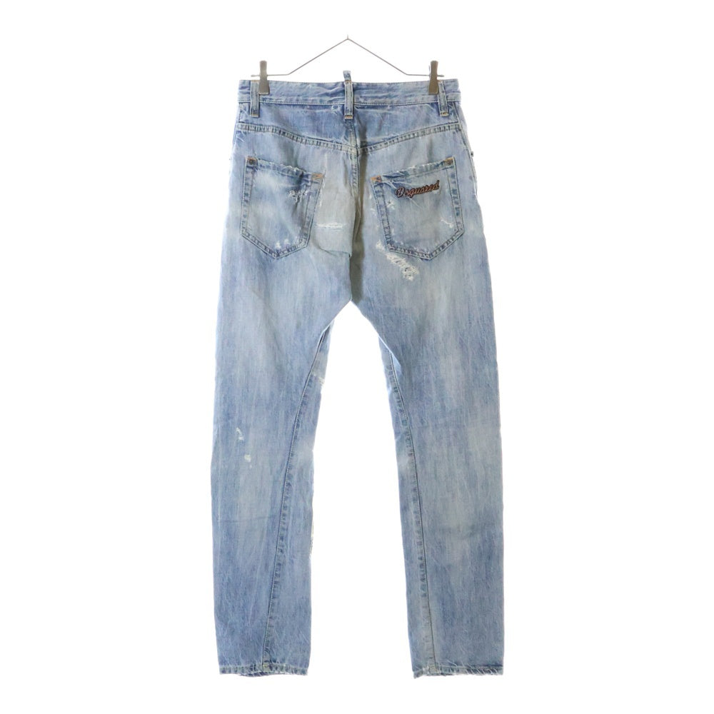 DSQUARED2(ディースクエアード) 10AW スキニーデニムパンツ ダメージ加工 ボタンフライ インディゴ S74LA0302