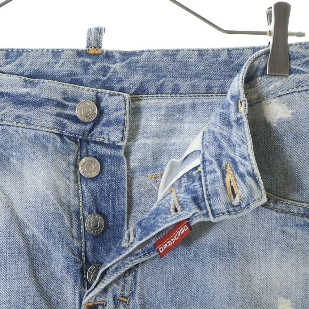 DSQUARED2(ディースクエアード) 10AW スキニーデニムパンツ ダメージ加工 ボタンフライ インディゴ S74LA0302