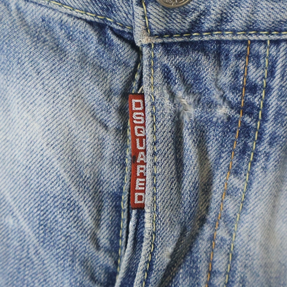DSQUARED2(ディースクエアード) 10AW スキニーデニムパンツ ダメージ加工 ボタンフライ インディゴ S74LA0302