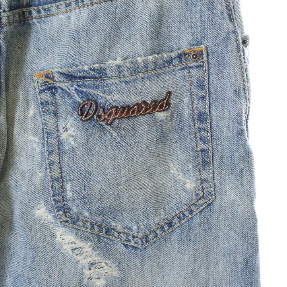 DSQUARED2(ディースクエアード) 10AW スキニーデニムパンツ ダメージ加工 ボタンフライ インディゴ S74LA0302