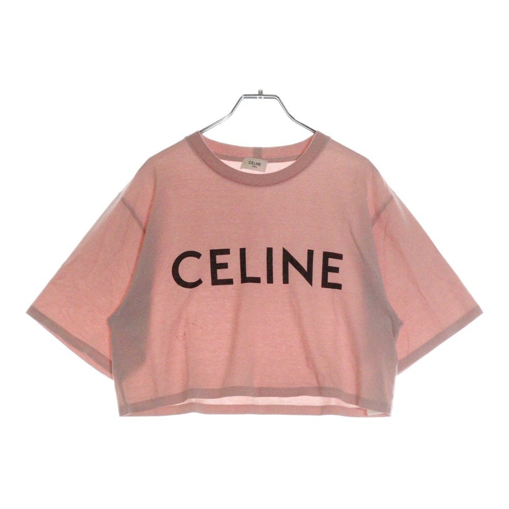 CELINE(セリーヌ) 21SS T-Shirt クロップド ロゴプリント半袖Tシャツ ピンク レディース 2X761501F