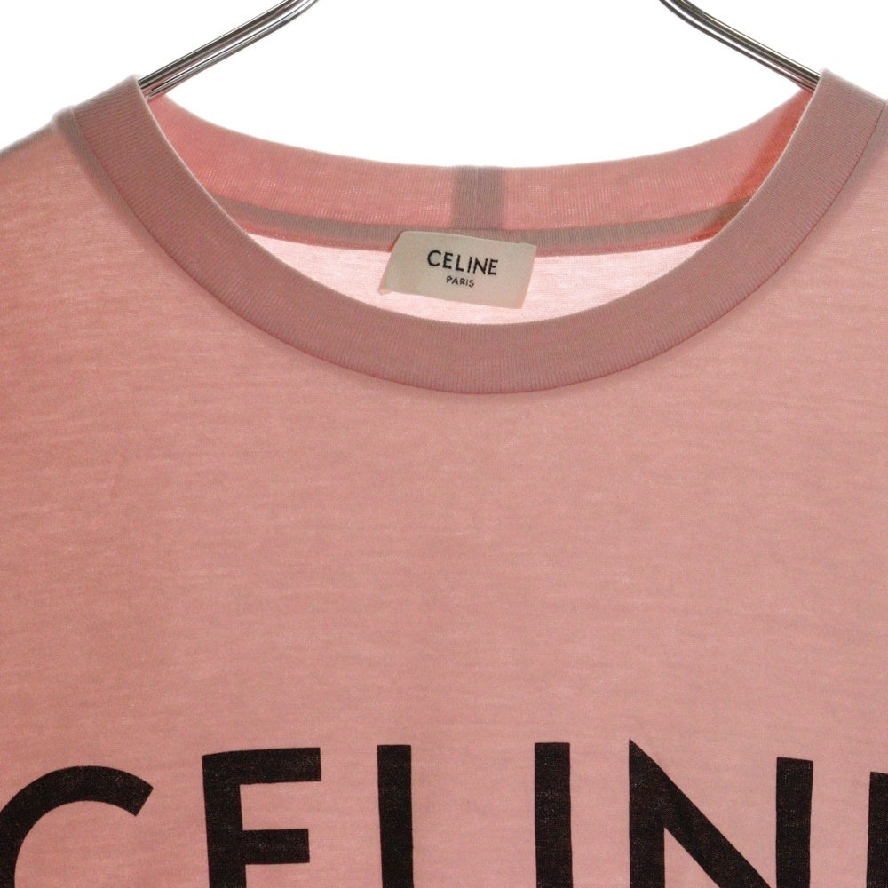 CELINE(セリーヌ) 21SS T-Shirt クロップド ロゴプリント半袖Tシャツ ピンク レディース 2X761501F