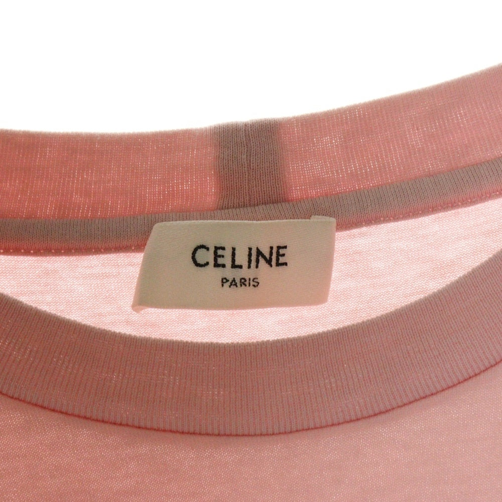 CELINE(セリーヌ) 21SS T-Shirt クロップド ロゴプリント半袖Tシャツ ピンク レディース 2X761501F