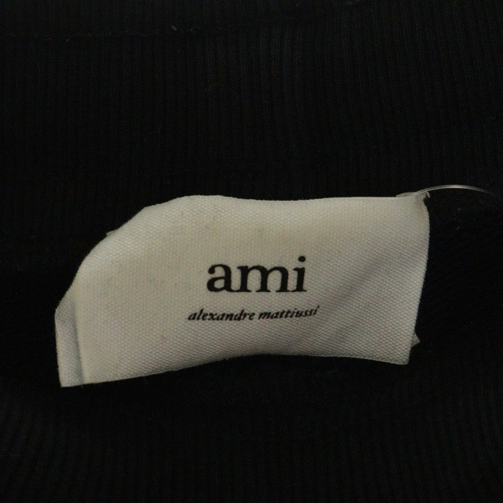 AMI Alexandre Mattiussi(アミアレクサンドルマテュッシ) TONAL ADC SHORT ハートロゴ刺繍 スウェットハーフパンツ ショーツ ブラック USO635.747