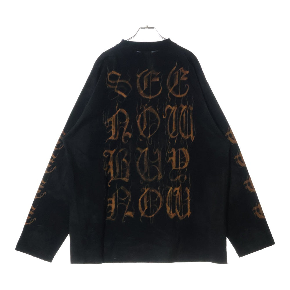 BALENCIAGA(バレンシアガ) 23SS Heavy Metal Long Sleeve T-shirt ヘビーメタルロゴ ダメージ加工長袖Tシャツ ロンT ブラック 739783 TOVE1