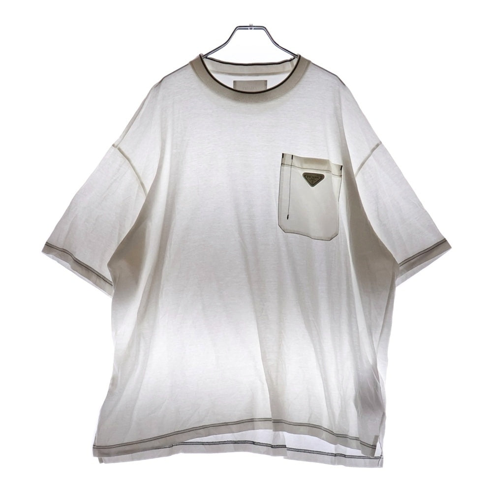 PRADA(プラダ) 22SS T-Shirt トライアングルロゴ 半袖Tシャツ ホワイト UJN790 S221 10D3