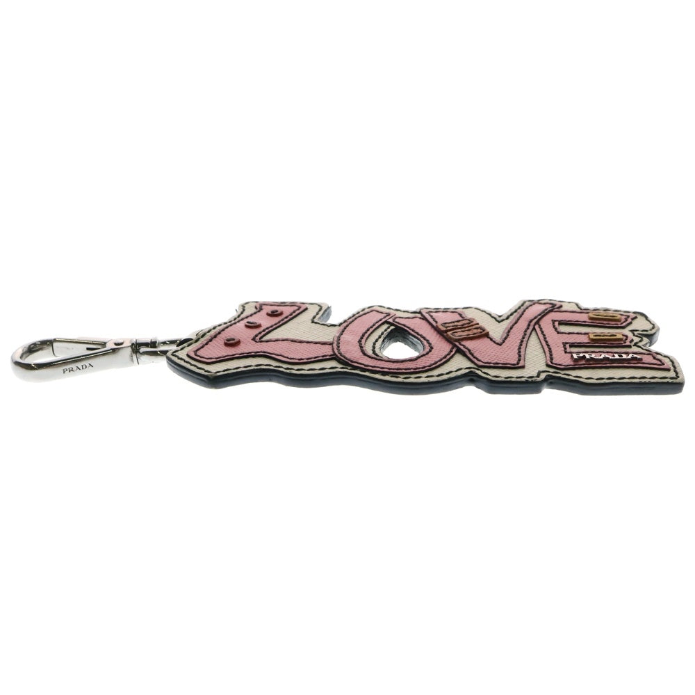 PRADA(プラダ) LOVE Saffiano Leather Keychain ラブ サフィアーノ キーリング ピンク
